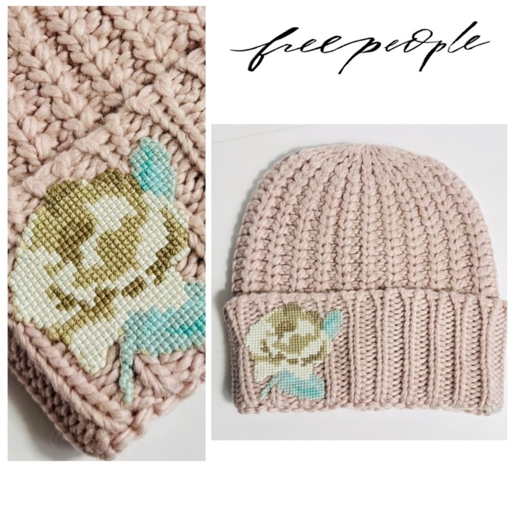 Free People EVERYTHING ROSIE Wool Blush Cuffed Beanie Hat